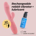 VIBRADOR RECARREGÁVEL COM ESTIMULADOR DE CLITÓRIS BLOSSOMS ROSA PASTEL E LUBRIFICANTE À BASE DE ÁGUA INCLUÍDO CRUSHIOUS