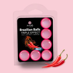 BOLAS LUBRIFICANTES BRAZILIAN BALLS EFEITO TRIPLO 6 X 4GR