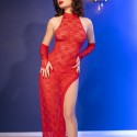 VESTIDO DE RENDA E TANGA CR-4853 VERMELHO CHILIROSE