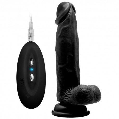 VIBRADOR REALÍSTICO COM TESTÍCULOS REALROCK 8” PRETO