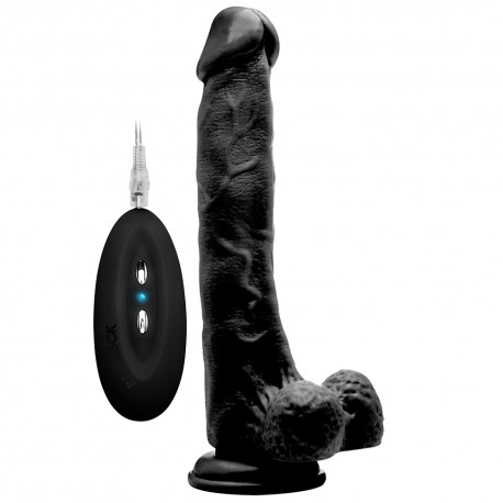 VIBRADOR REALÍSTICO COM TESTÍCULOS REALROCK 10” PRETO