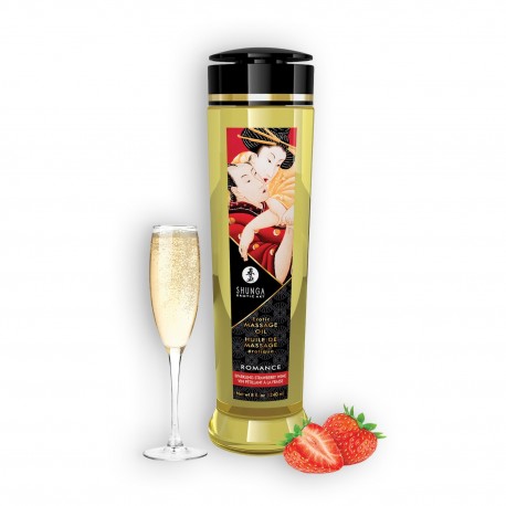 ÓLEO DE MASSAGEM SHUNGA ROMANCE MORANGO CHAMPANHE 240ML